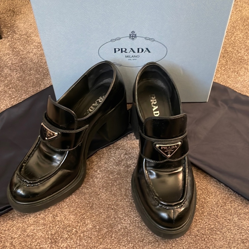 Prada Platform Loafers - Black